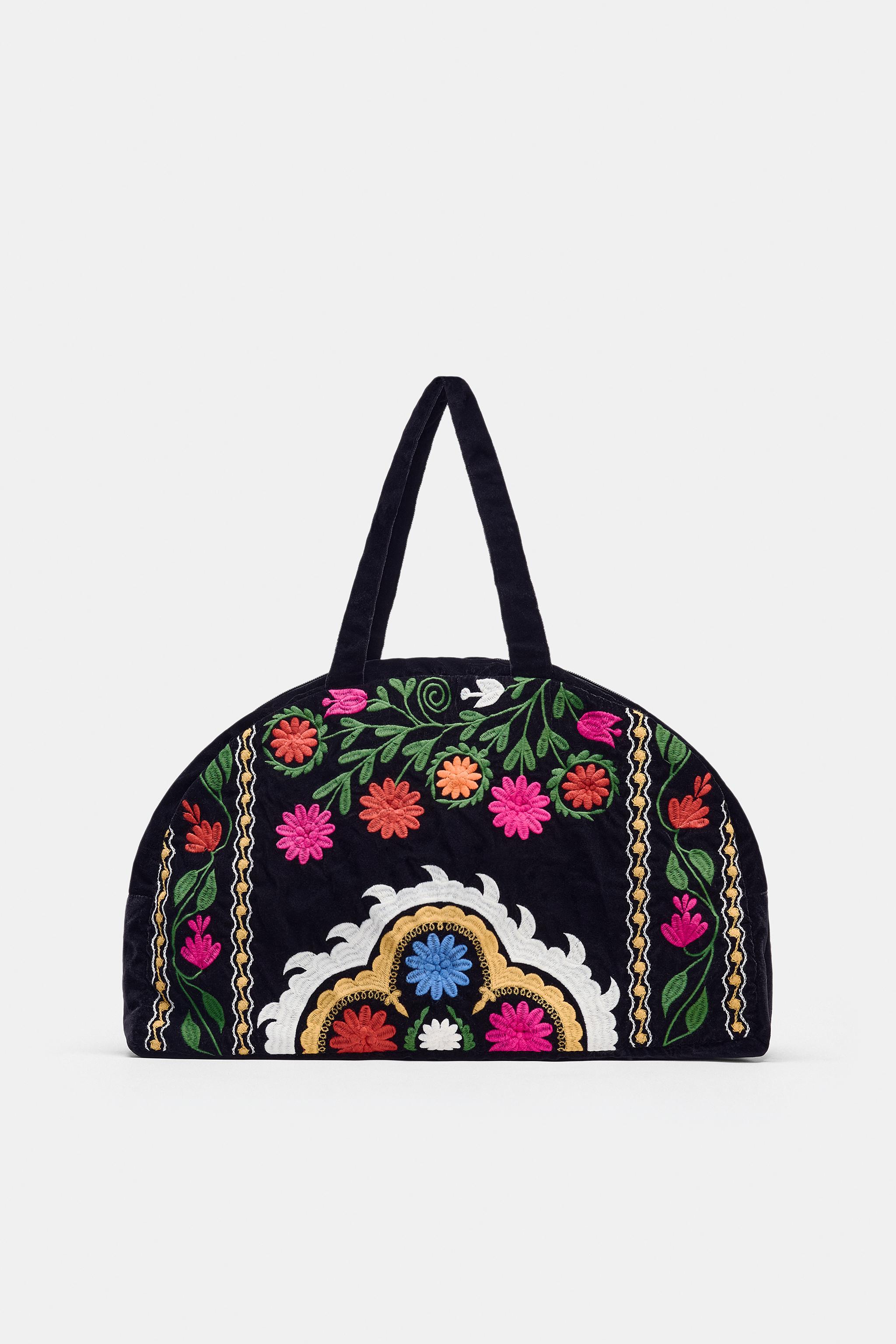 EMBROIDERED VELVET TRAVEL BAG